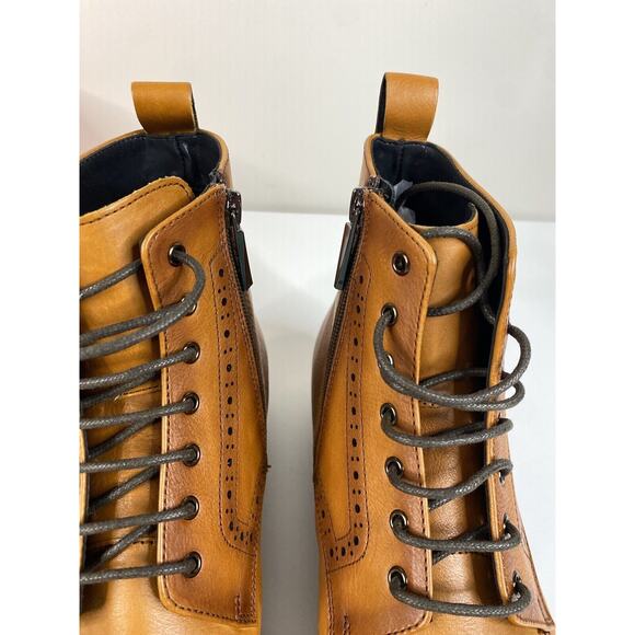 DOCKORIO Mens Motorcycle boots 100% Leather Brown Casual Dress DH03-663A 11.5